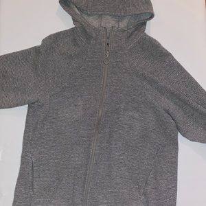 athletic works grey ribbed full zip up hoodie| L